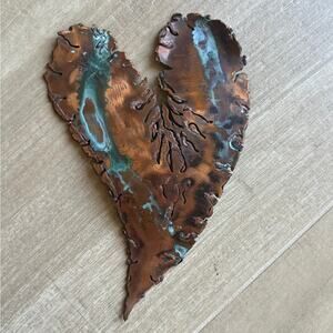 Denice Bizot 2009 Plasma-Cut Copper Metal Heart Sculpture Art Signed